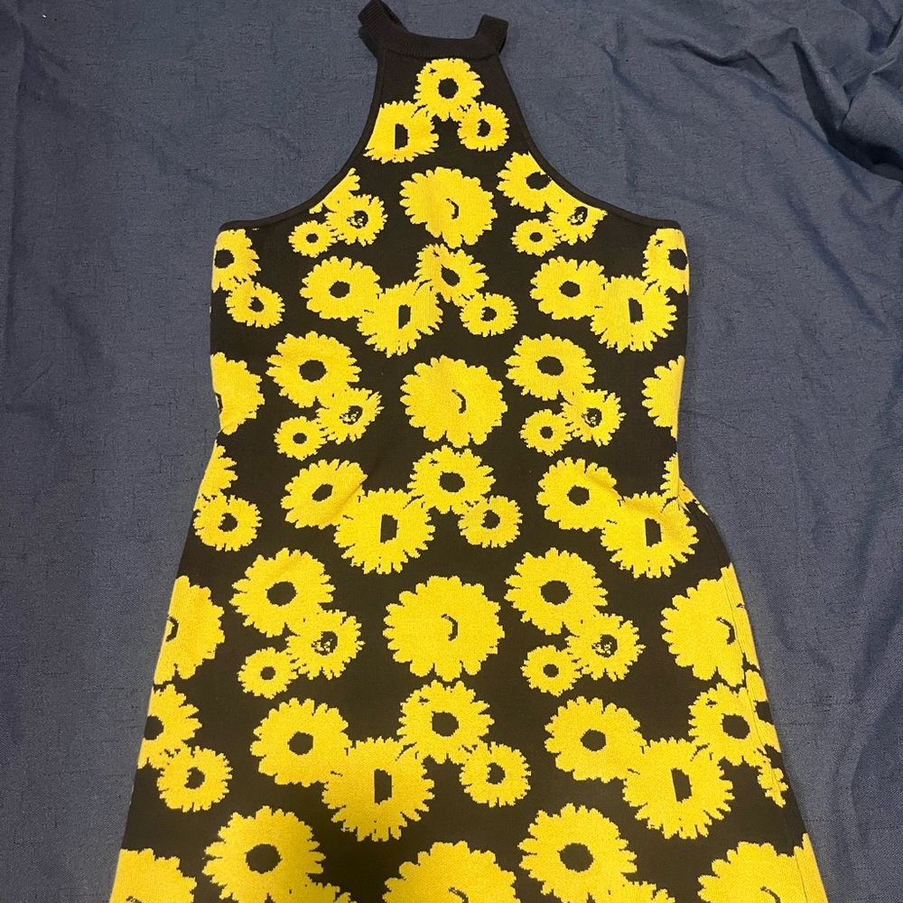 UO Yellow Floral Halter Dress